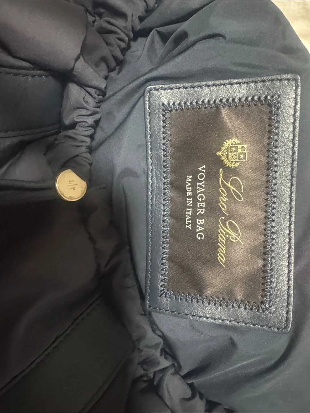 Loro Piana Navy Padded Backpack with Leather Trim